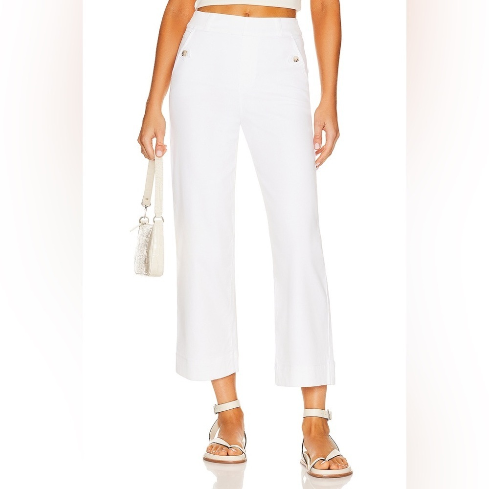 SPANX Stretch Twill Cropped Wide Leg Bright White Comfort Business Casual Pant - Picture 2 of 12